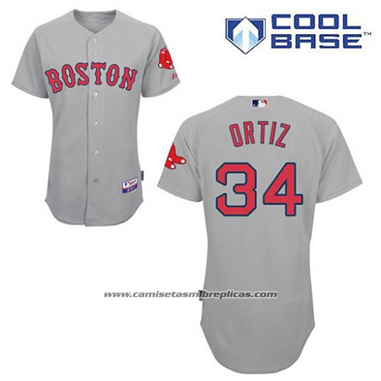 Camiseta Beisbol Hombre Boston Red Sox 34 David Ortiz Cool Base Gris